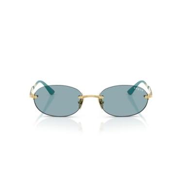 Imagem de Vogue Eyewear Óculos de sol ovais masculinos VO4342S, dourado/azul, 55 mm