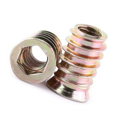 Imagem de Generic Porcas de Inserção Duráveis ​​de Aço Carbono para Móveis de Madeira Parafuso Sextavado Porca de Cabeça para Projeto Diy 20 Peças (M10*25mm)