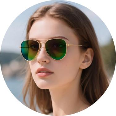 Imagem de Óculos de sol aviador para homens e mulheres, várias opções de estilos de cores, armação unissex para viagens, viagens ao ar livre, lazer, Verde