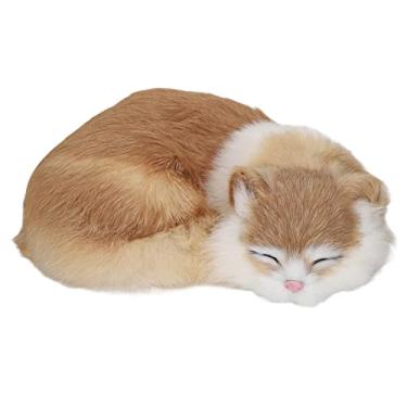 Imagem de Generic Estatueta de Gato Peludo Dormindo Realista e Realista para Decoração de Escritório Em Casa, Brinquedo de Gato de Pelúcia para Meninas, Modelo de Fofo de Simulação Macia para Amantes de, 1 X