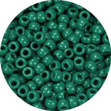 Imagem de IOOLEEM Miçangas de pônei (1000 peças de contas de pônei verde-escuro), contas para fabricação de joias, artesanato, suprimentos de contas, materiais de artes e artesanato para fabricação de joias.