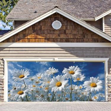 Imagem de 6 * Decoração de capa de porta de garagem margarida primavera margarida faixa de porta de garagem para festa ao ar livre interior grande pano de fundo de quintal