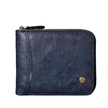 Imagem de Carteira masculina confortável de microfibra com alça horizontal azul para negócios, design horizontal azul com alça, microfibra de padrão tecido, textura confortável