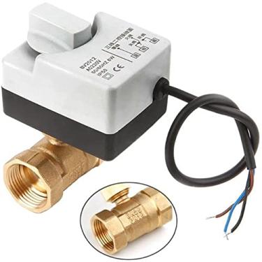 Imagem de Atuador elétrico de 1/5.1 cm a 5.1 cm com controle manual, válvula de esfera elétrica de latão de 3 vias para válvula solenóide de substituição de água/óleo/ar (Ac220v-2 Way,DN25)