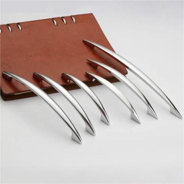Imagem de Puxadores de porta de armário cromados simples puxadores de gaveta puxadores de porta de armário de cozinha ferragens de móveis modernos 1 peça (2-128 mm)