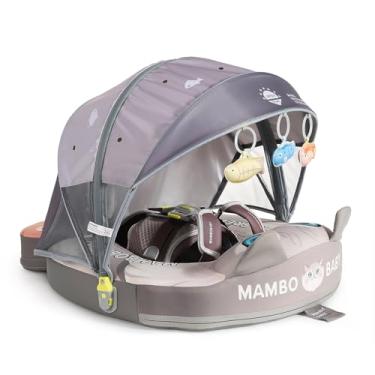 Imagem de Mambobaby Boia com dossel, anel de natação para bebê, design de gato com cauda de peixe flutuante para bebês de 3 a 24 meses, boia de piscina segura e confortável para crianças, treinador de natação