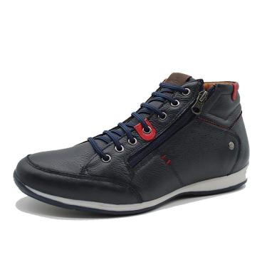 Imagem de Sapatenis Cano Alto Masculino Couro Calce Facil Elastico Detalhe Ziper Lateral Macio Solado TR-Masculino