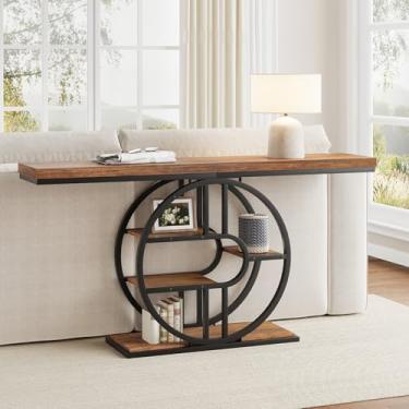 Imagem de GarveeHome Mesa de console industrial de 139 cm - 5 prateleiras circulares