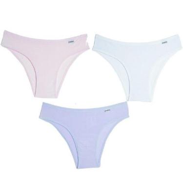 Imagem de Calcinha Del Rio Algodão Ref.51364- Kit Com 3, Branco/Lilás/Algodão do