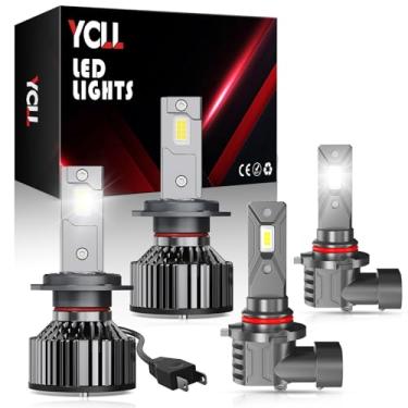 Imagem de YCLL Compatível com To-yo-ta Camry pacote de lâmpadas combo 2007 2008 2009 2010 2011 2012 2013 2014, H7 feixe alto baixo H10 luzes, 6500K branco, 500% brilho, luz H7 9145, pacote com 4