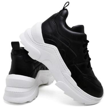 Imagem de Tênis Feminino Caixa Alta Confortável Estiloso - Tenehi, 37, Preto