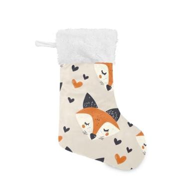 Imagem de ATTX Meias de Natal com estampa de raposa, suportes de presente brancos de pelúcia para decorações de festas de fim de ano (17,7 polegadas, 1 pacote) #35