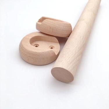 Imagem de YDJIANCAI 1 haste redonda para pendurar, tubo de guarda-roupa, haste de pino de madeira, com suportes de extremidade, haste de armário para guarda-roupa, corredor, cortina de banheiro, loja de roupas