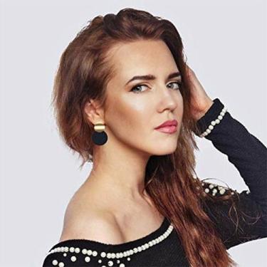 Imagem de Brinco Festa Feminino Delicado Dangle Preto Feminino Vazado - ANJO DA 