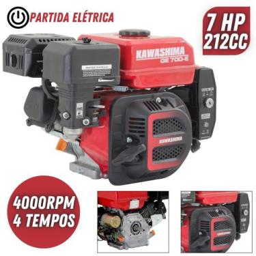 Imagem de Motor Estacionário Kawashima Robusto GE700E À Gasolina 212cc 7cv 4 Tem