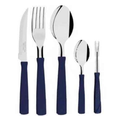 Imagem de Kit 5 Talheres Garfo Faca Colher Petisco Aço Inox Tramontina