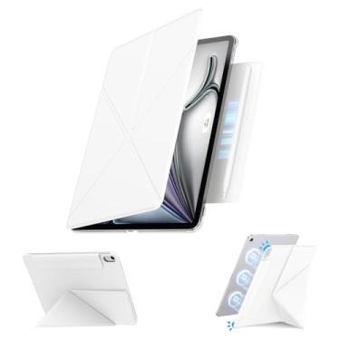 Imagem de Capa para iPad Air de 11 polegadas M2 (2024), Y Fold Magnetic iPad Air 6ª/5ª/4ª geração 2024/2022/2020 com suporte para lápis oculto (branco marfim)