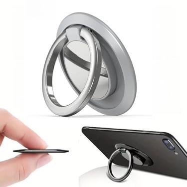 Imagem de 1 suporte universal para anel de dedo, suporte giratório de 360 graus para celular, carro, suporte magnético, celular, prata