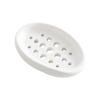 Imagem de 1 caixa de sabão de silicone – saboneteira redonda autodrenante e suporte para pias e banheiras de banheiro, perfeita para uso em cozinha e banheiro, branca