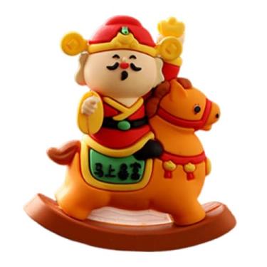 Imagem de IEUDNS Escultura decorativa do da Riqueza, artesanato para decoração de mesa, estátua pequena e charmosa para painel de carro, prateleira de festas, Cavalo Laranja