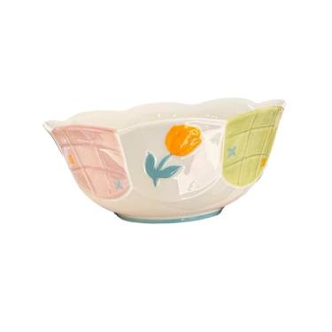 Imagem de Tigela de arroz de cerâmica colorida pintada à mão utensílios de mesa sob o esmalte doméstico - tigela de sopa de 20 cm