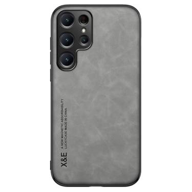 Imagem de POYUFRG Capa fina para Samsung Galaxy S26 Ultra/S26 Plus/S26, capa de couro retrô antiimpressão digital para negócios, capa de proteção de lente com tudo incluído, cinza, S26 Ultra