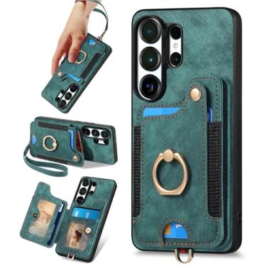 Imagem de PAOBIR Capa carteira feminina para Samsung Galaxy S26 Ultra, capa flip de couro PU, porta-cartões, anel com bloqueio de RFID, alça de pulso, capa protetora magnética masculina para Galaxy S26 Ultra