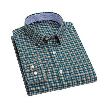 Imagem de Camisa Formal Casual De Algodão Com Botões Em Xadrez Para Homens Taman