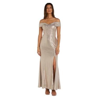 Imagem de NIGHTWAY Elegante vestido de noite longo tomara que caia com fenda alta, Champanhe, 52