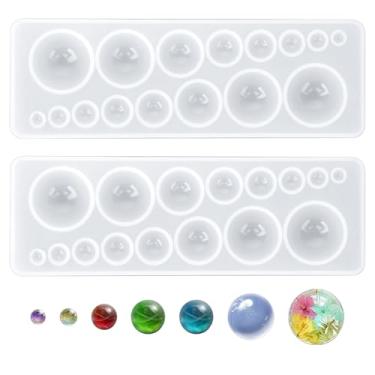 Imagem de 2 moldes de silicone de gema de cabochão, molde de fundição de resina redondo transparente meia esfera moldes de silicone kit de ornamentos de resina para brincos, joias, projetos de artesanato faça