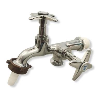 Imagem de Torneira Dupla Cromada C23 para Tanque e Lava-Roupas-Louça - Olimar