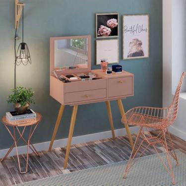 Imagem de Penteadeira com Espelho 1 Gaveta Retrô Cristal - Olivar