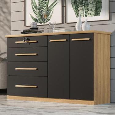 Imagem de Comoda Mariah 4 Gavetas 2 Portas Com Chave - Tonielque Móveis, Teka/on