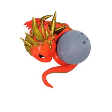 Imagem de Suporte para Alexa Echo dot 4 e 5 Dragão bebê Laranja