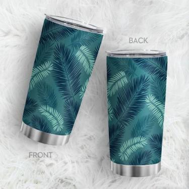 Imagem de Caneca de viagem Oasisdream Tumbler 600 ml com estampa de folhas