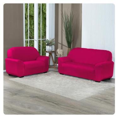 Imagem de Kit Capa de Sofá Lisa 3 e 2 Lugares Coladinha - LENHARO ENXOVAIS, Pink