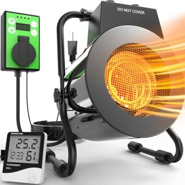 Imagem de Aquecedor de estufa com termostato, aquecedor externo de 1500 W com aquecimento rápido, proteção contra superaquecimento, calor de barraca de cultivo para estufa, jardim, sala de flores