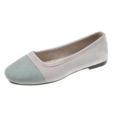 Imagem de Tênis feminino casual color block com boca rasa e bico redondo, cabedal macio, tamanho grande para uso versátil, Cinza, 35