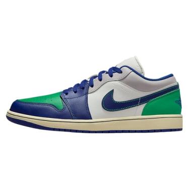 Imagem de Tênis masculino Air Jordan 1 Low (vela/verde estádio/cinza neutro/azul royal), Vela/Azul royal profundo, 43