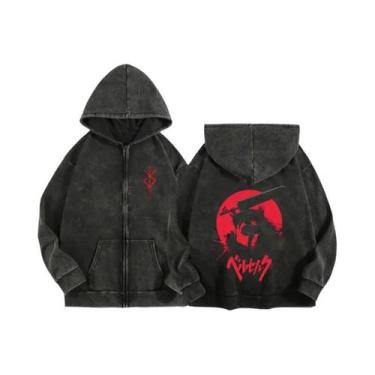 Imagem de Moletom Unissex Com Zíper E Capuz Estampado Anime Berserk Harajuku Gót
