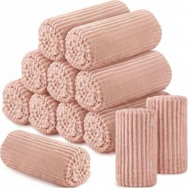 Imagem de Buryeah 12 mantas de flanela a granel 127 x 152 cm, cobertor de festa do pijama ao ar livre para casamento, leve, certificado Oeko-tex Standard 100 para presentes de sofás de rua (rosa pastel)