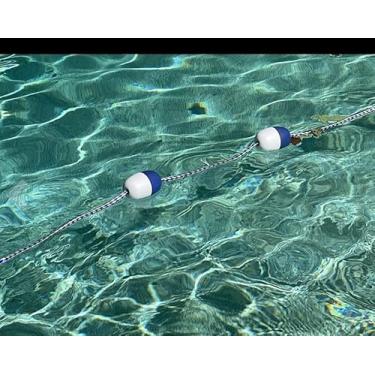 Imagem de 5m 10m 15m 20m 40m flutuadores de corda de segurança para piscina - Divisor de piscina com boia para extremidades rasas e profundas - Linha de barreira flutuante para natação segura (15 m)