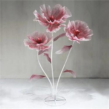 Imagem de Flores grandes de organza artificial - Flores falsas grandes para decoração de corredor, festa, jardim e casamento - Perfeito para decoração elegante e eventos