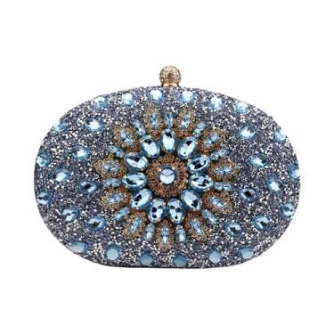 Imagem de Bolsa De Noite Com Strass De Diamante, Clutch De Metal Com Corrente, B