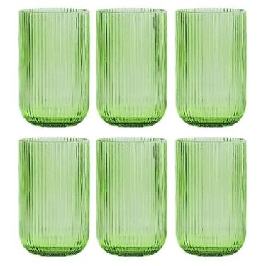 Imagem de Jogo C/ 6 Copos de Vidro Versalhes Verde 460ml Luxo Bebidas Água Suco 