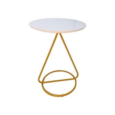 Imagem de Mesa De Centro Lateral Maria Base De Aço Industrial Moderna