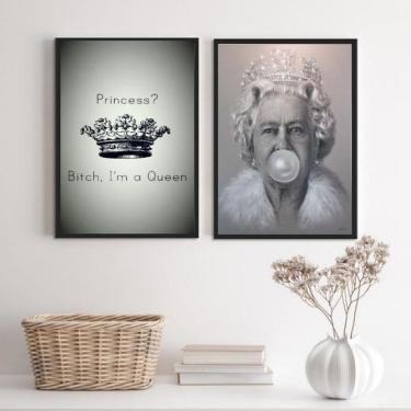 Imagem de Kit 2 Quadros Im A Queen 33X24Cm - Com Vidro Moldura Preta