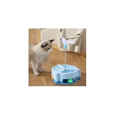 Imagem de Brinquedo Interativo para Gatos com Comedouro Lento, Bolinhas e Pena