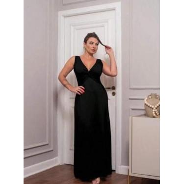 Imagem de Vestido Longo Regata Estampado Cachequere Cor:PretoTamanho:P - luh may