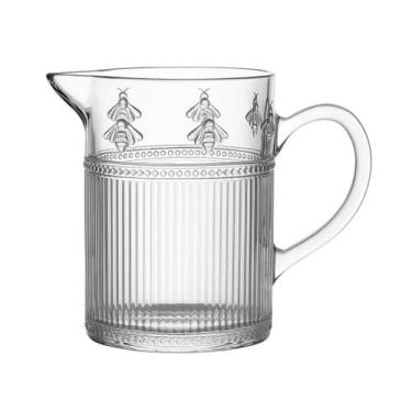Imagem de Leiteira Cristal Abelhas 290ml Jarra Leite Café Transparente Elegante 